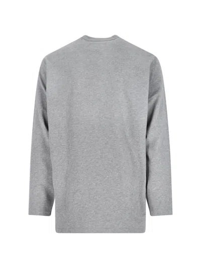 Erl Long Sleeve Graphic Print Crew Neck Top In Gray