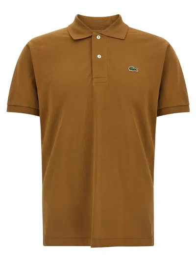 Lacoste Logo Patch Polo Shirt In Brown
