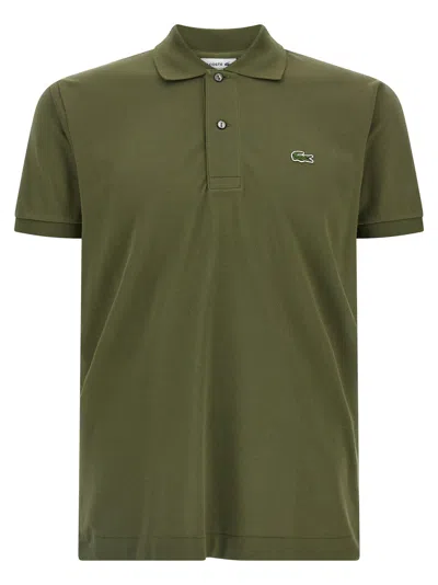 Lacoste Polo Shirt With Logo Patch And Short Sleeves In Green