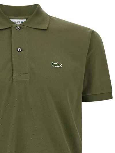 Lacoste Polo Shirt With Logo Patch And Short Sleeves In Green