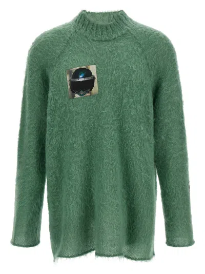 Undercover Textured Knit Sweater Graphic Patch In Green