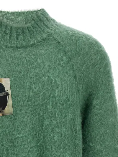 Undercover Textured Knit Sweater Graphic Patch In Green