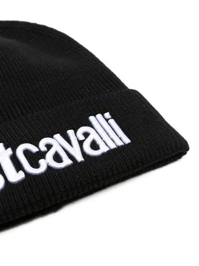 Just Cavalli Logo Embrodery Beanie In Black