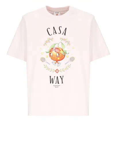 Casablanca Casa Way Orange Mascot Short Sleeve T-shirt In Pink