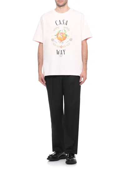 Casablanca Casa Way Orange Mascot Short Sleeve T-shirt In Pink