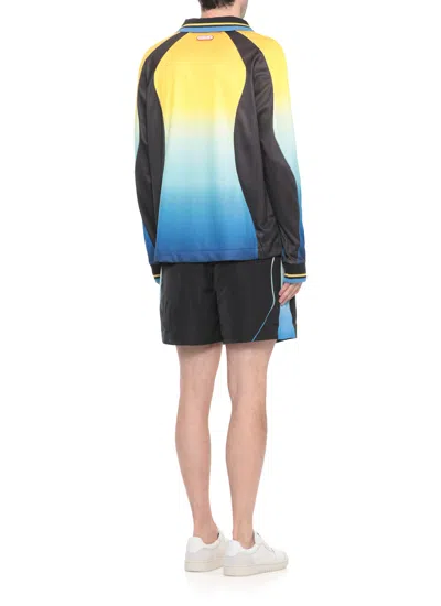 Casablanca Gradient Patterned Crewneck Sweater With Polo Collar In Multi