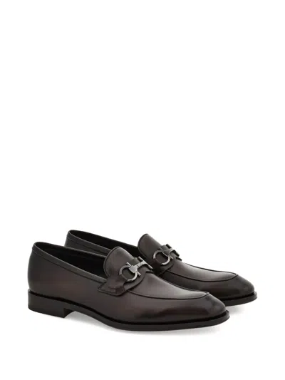 Ferragamo Loafer With Gancini Buckle In Brown
