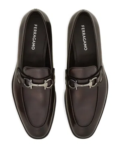 Ferragamo Loafer With Gancini Buckle In Brown