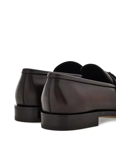 Ferragamo Loafer With Gancini Buckle In Brown