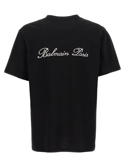 Balmain Black Cotton T-shirt In Black