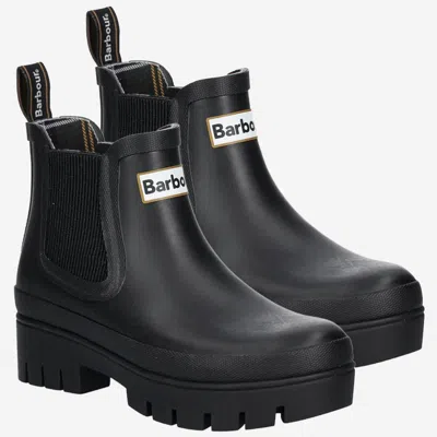 Barbour Wilton Black Rubber Welly Boots In Black