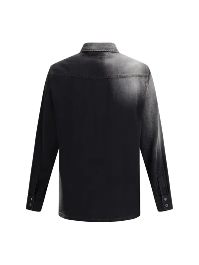 Mm6 Maison Margiela Western Style Denim Shirt Pockets In Black