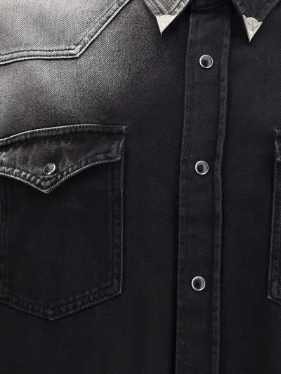 Mm6 Maison Margiela Western Style Denim Shirt Pockets In Black