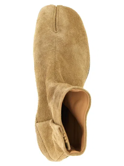 Maison Margiela Beige Suede Tabi Ankle Boots In Neutral