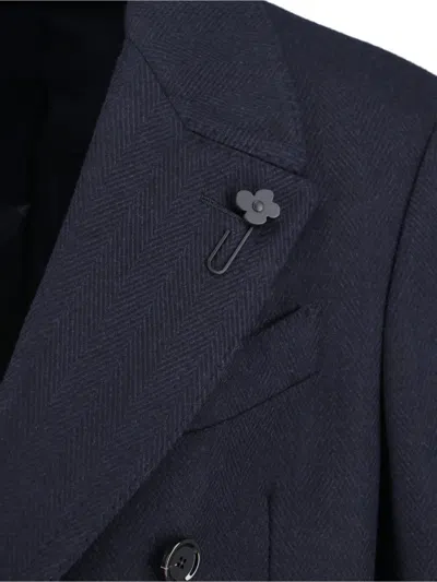 Lardini Double-breasted Jacket With Notch Lapel And Back Vent In Blue