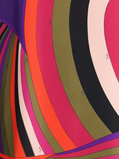 Pucci Short Caftan In Silk With Marmo Print In Multi