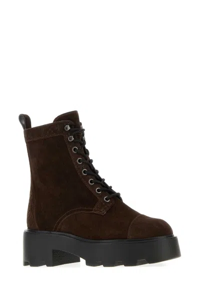 Tory Burch Ankle Boots With Round Toe And Chunky Sole In Brown
