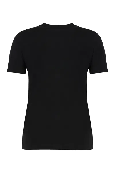 Elisabetta Franchi Black T-shirt With Embroidered Logo On The Front In Cotton Woman In Multi