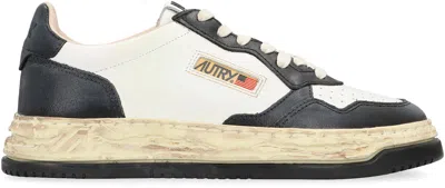 Autry Medalist Low Vintage X Mihara Yasuhiro White And Black Sneakers With Handcrafted Sole In Leather Man In Black