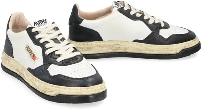 Autry Medalist Low Vintage X Mihara Yasuhiro White And Black Sneakers With Handcrafted Sole In Leather Man In Black
