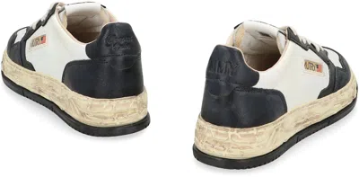 Autry Medalist Low Vintage X Mihara Yasuhiro White And Black Sneakers With Handcrafted Sole In Leather Man In Black