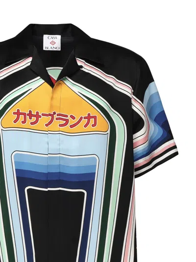 Casablanca Mountain Graphic Silk Shirt With Elastic Waistband In Multi