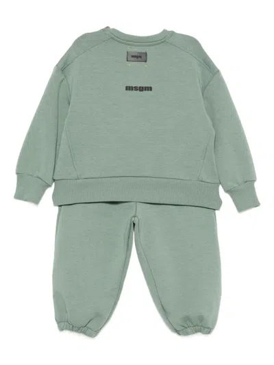 Msgm Logo-print Tracksuit Set In Green