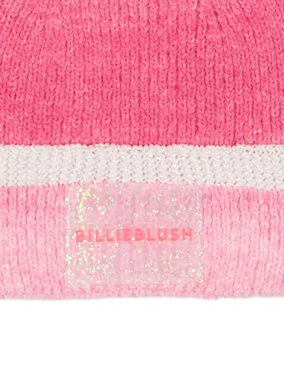 Billieblush Pom-pom Striped Beanie Hat In Pink