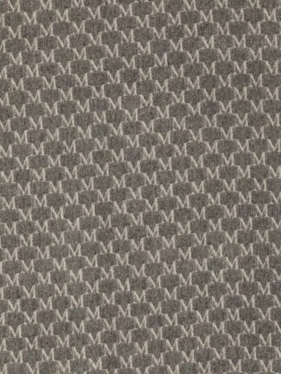 Max Mara Monogram-pattern Fringed Scarf In Gray