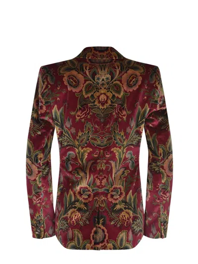 Etro Velvet Floral Pattern Long Sleeves Jacket In Multi