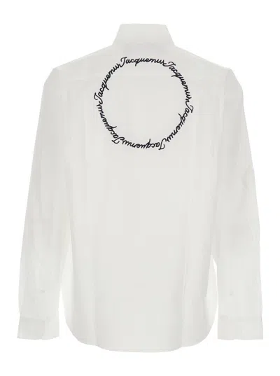 Jacquemus Henri White Shirt With Lettering Logo On The Back In Cotton Man In White