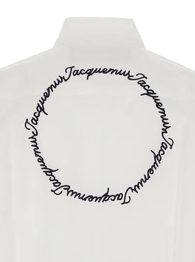 Jacquemus Henri White Shirt With Lettering Logo On The Back In Cotton Man In White