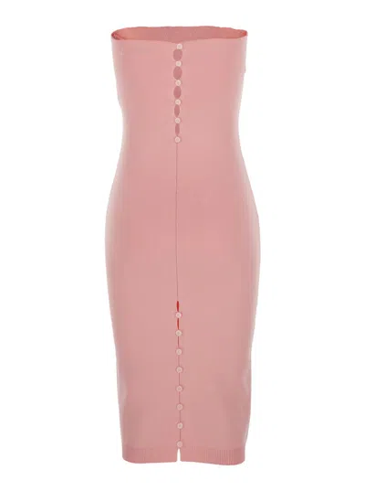 Jacquemus La Robe Sera Pink Dress With Square Neckline And Back Buttons In Fabric Woman