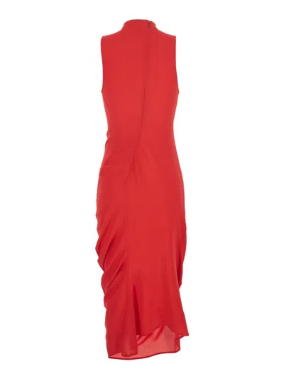 Jacquemus Red High Neck Sleeveless Midi Dress In Red