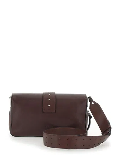 Pinko Medium Leather Classic Love Bag Slouchy Shoulder Bag With Zip In Brown