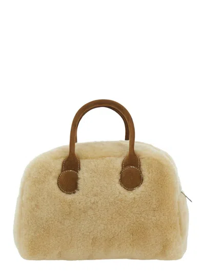 Margesherwood Shearling Tote Bag In Neutral
