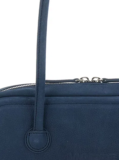 Margesherwood Soft Boston Leather Shoulder Bag In Blue