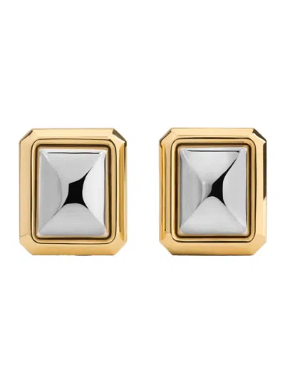 Jacquemus Les Pendants Carre Metallic Earings With Rear Closure And Square Design In Brass Woman In Gold