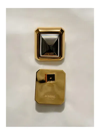 Jacquemus Les Pendants Carre Metallic Earings With Rear Closure And Square Design In Brass Woman In Gold