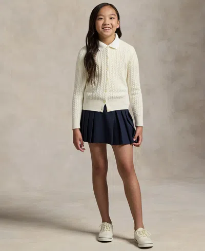 Polo Ralph Lauren Girls 2t-16 Cable-knit Cotton Cardigan In White