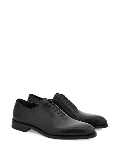 Ferragamo Tramezza Oxford Shoes In Black