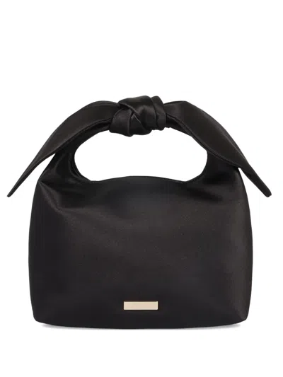 Aquazzura Bow Tie Small Velvet Tote Bag In Black