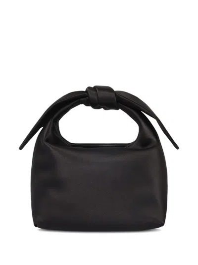 Aquazzura Bow Tie Small Velvet Tote Bag In Black