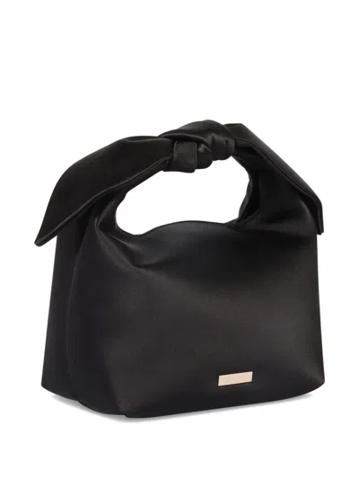 Aquazzura Bow Tie Small Velvet Tote Bag In Black