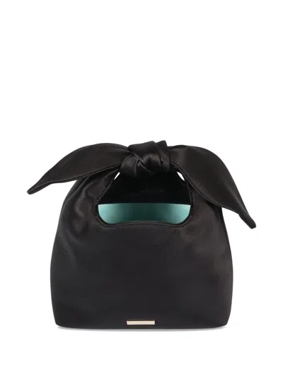 Aquazzura Bow Tie Small Velvet Tote Bag In Black