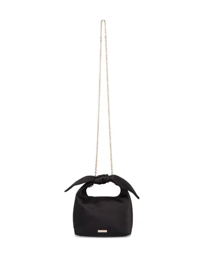 Aquazzura Bow Tie Small Velvet Tote Bag In Black