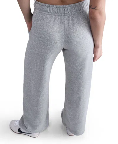 Nike Club Womens Comfort Waistband Drawstring Waist Wide Leg Mid Rise Fleece Sweatpant In Gray