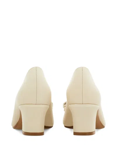 Ferragamo 50mm Vara Bow Block Heel Pumps In Neutral