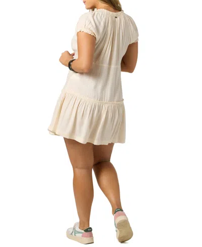 O'neill Juniors' Maggie Tie-neck Short-sleeves Mini Dress In Neutral