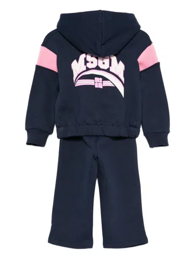 Msgm Logo-print Tracksuit Set In Blue